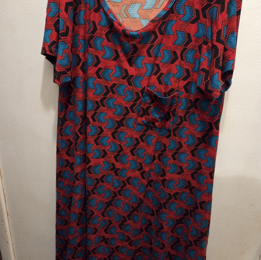 LuLaRoe Chevron Pattern Dress in Red and Blue